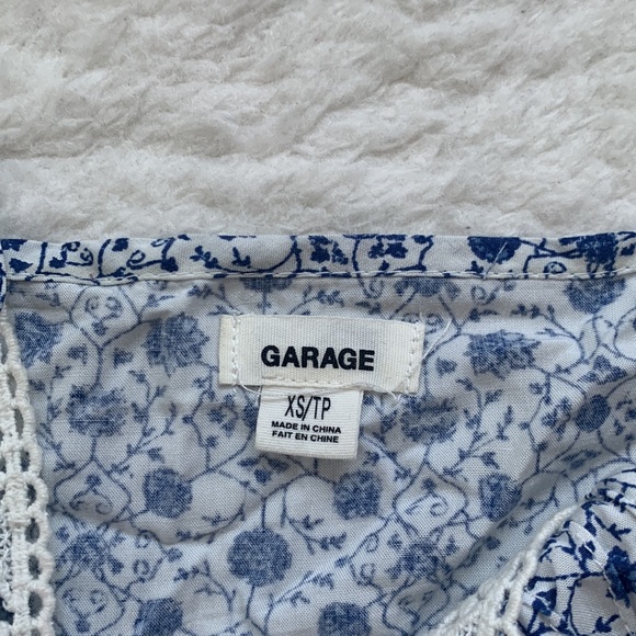 GARAGE white and blue floral top with lace trim and crochet detailing - Picture 5 of 5